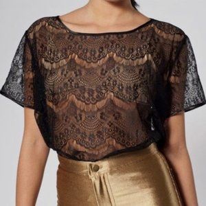 BUNDLE 3/$40 - American Apparel, Lace T-shirt  - Black, Medium